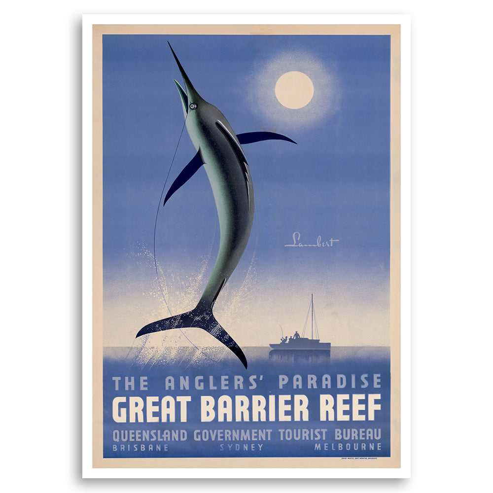 Great Barrier Reef - Angler Paradise - Vintage Travel Poster – Travel 